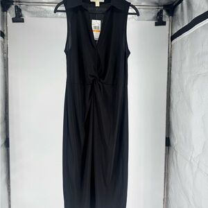 Michael Kors Black Twist Front Midi Dress